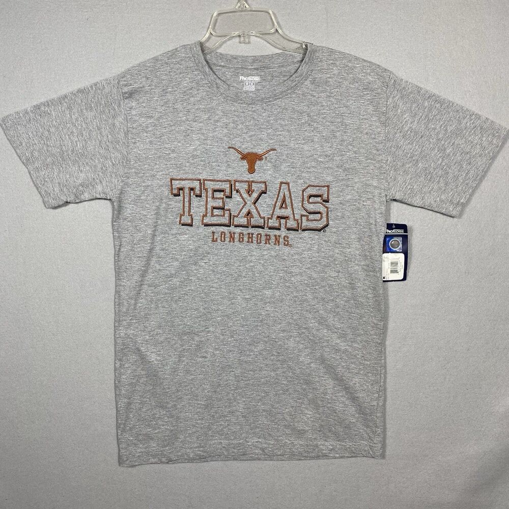 Pro Edge Texas Longhorns Football Gray Embroidered Tee T-Shirt - Medium